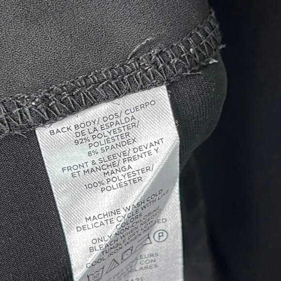 Ann Taylor Top Womens PM Black Long Sleeve Blouse Knit Woven V-Neck Pullover - Picture 5 of 6